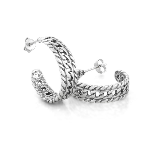 Chain Design Hoop Earrings Sterling Silver - Danny Newfeld Collection