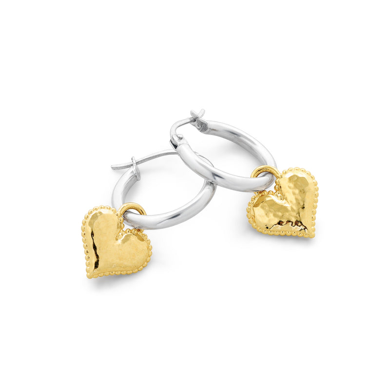 Heart Charm Hoop Earrings - Danny Newfeld Collection