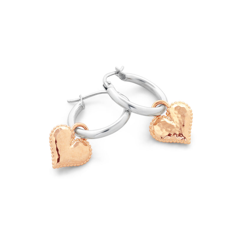 Heart Charm Hoop Earrings - Danny Newfeld Collection