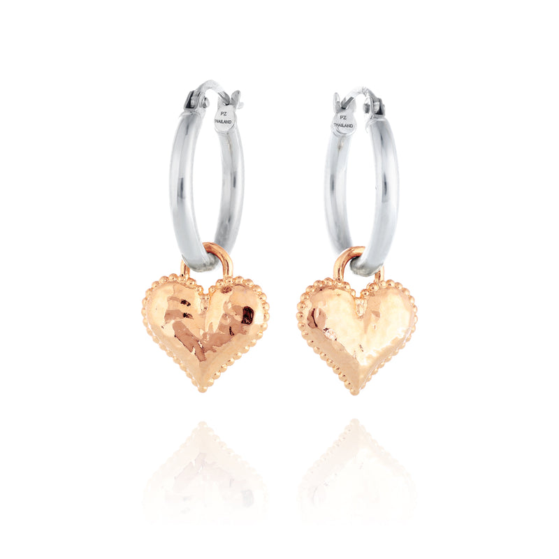 Heart Charm Hoop Earrings - Danny Newfeld Collection