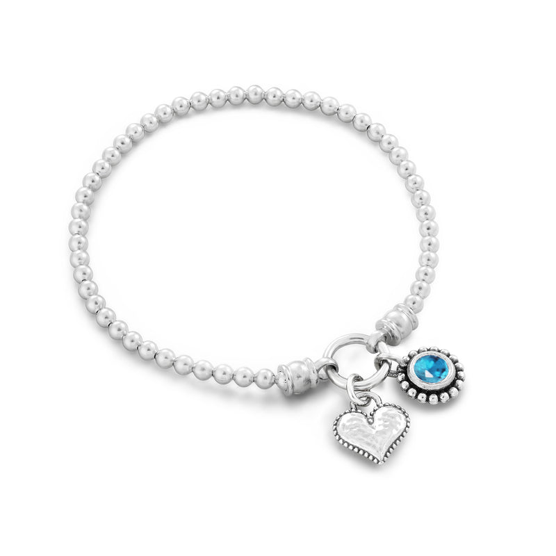 Heart and Birthstone Charm Stretch Bracelet