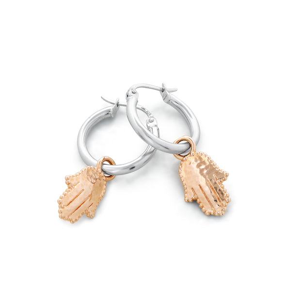 Hamsa Charm Hoop Earrings - Danny Newfeld Collection