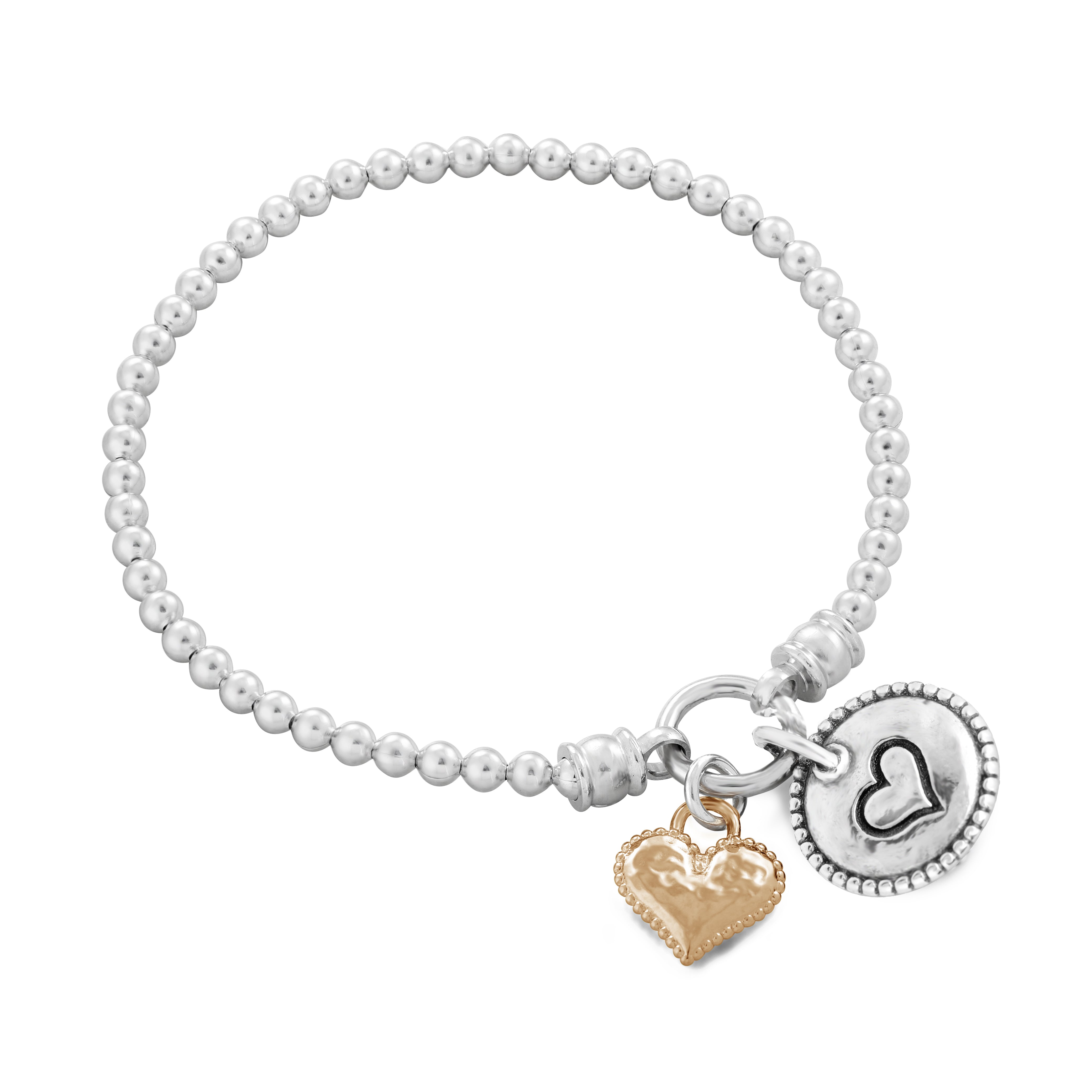 Two Heart Charm Stretch Bracelet – dannynewfeldjewelry Two Heart Charm Stretch Bracelet – dannynewfeldjewelry