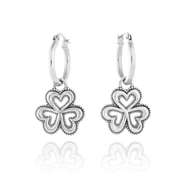 Clover Charms Hoop Earrings Sterling Silver - Danny Newfeld Collection
