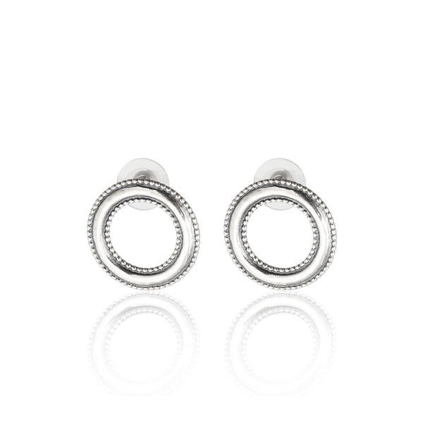 Circular Hoop Stud Earrings Sterling Silver - Danny Newfeld Collection