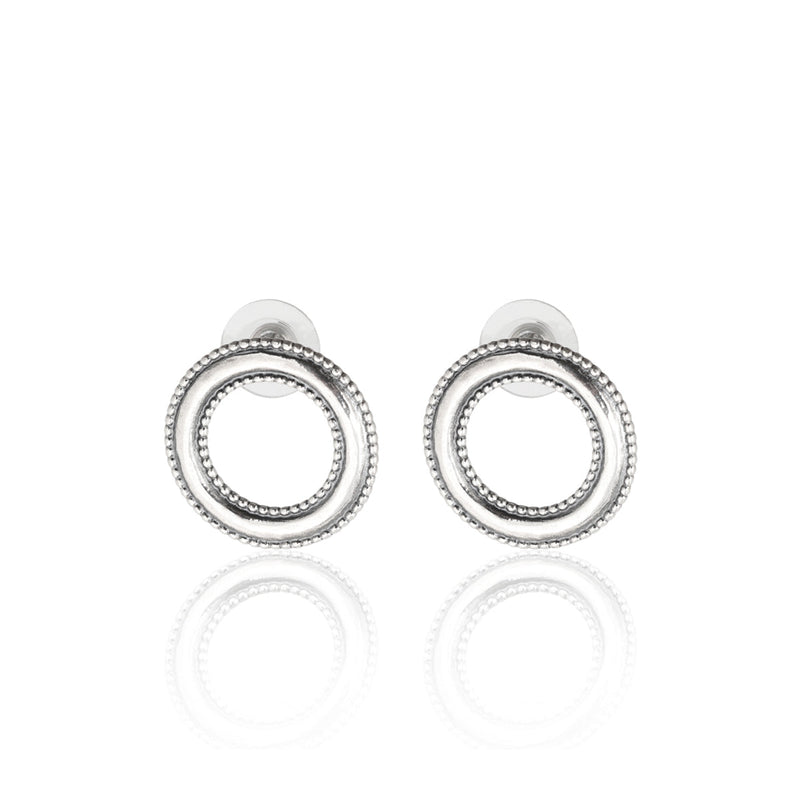 Circular Hoop Stud Earrings Sterling Silver - Danny Newfeld Collection