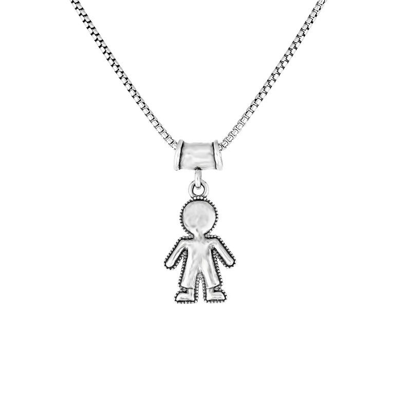 Mother’s Necklace with Boy and Girl Charms Sterling Silver