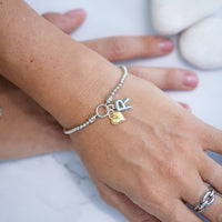 Stretch Charm Bracelet with Heart and Alphabet Charms