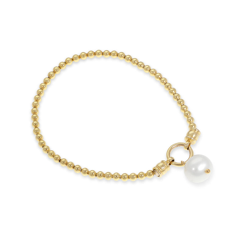 Pearl Charm Stretch Bracelet Gold Plated