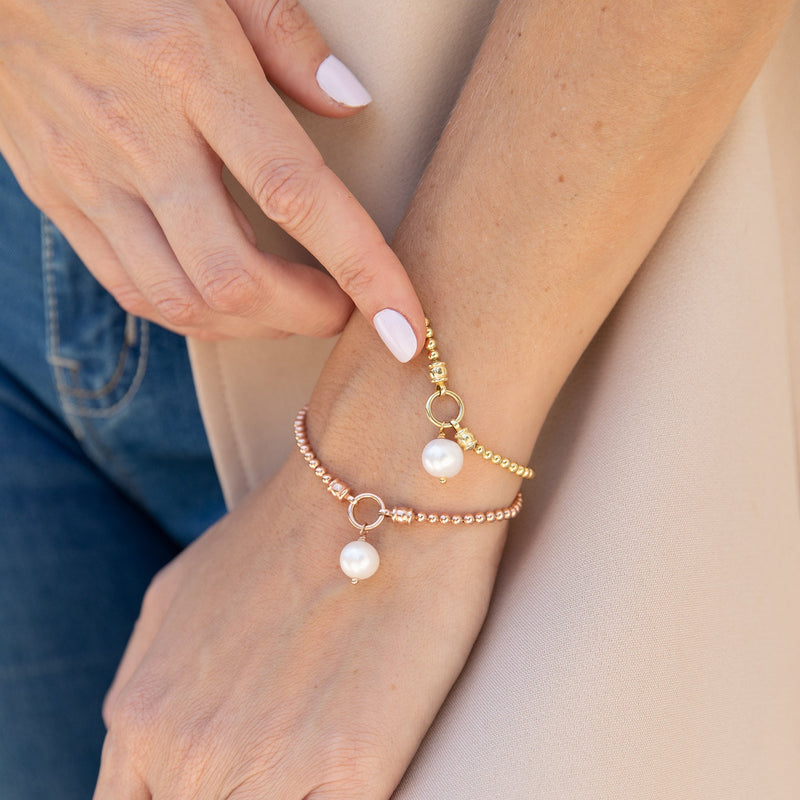 Pearl Charm Stretch Bracelet Gold Plated