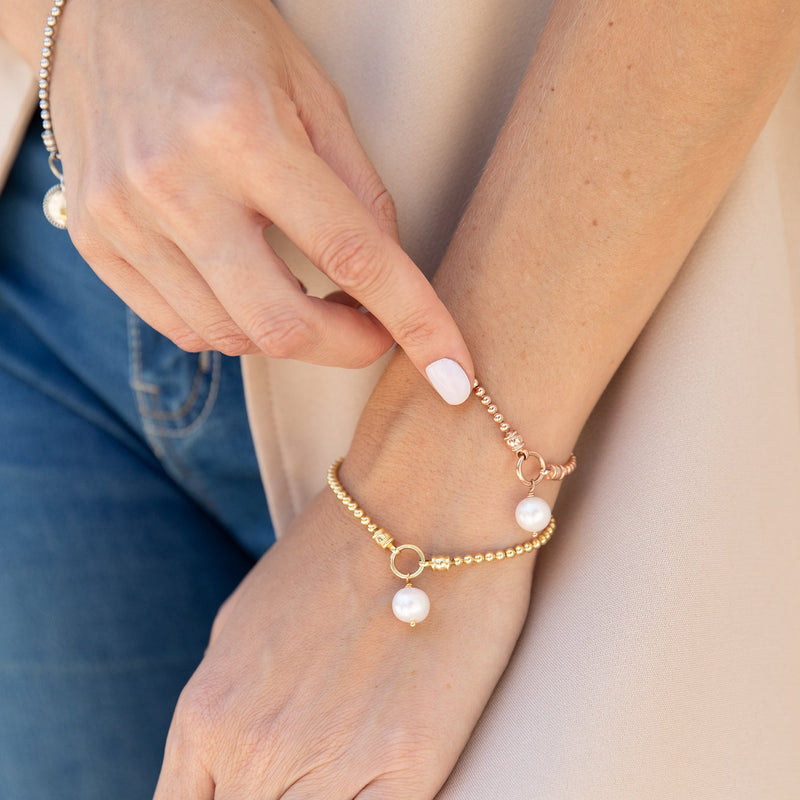 Pearl Charm Stretch Bracelet Gold Plated