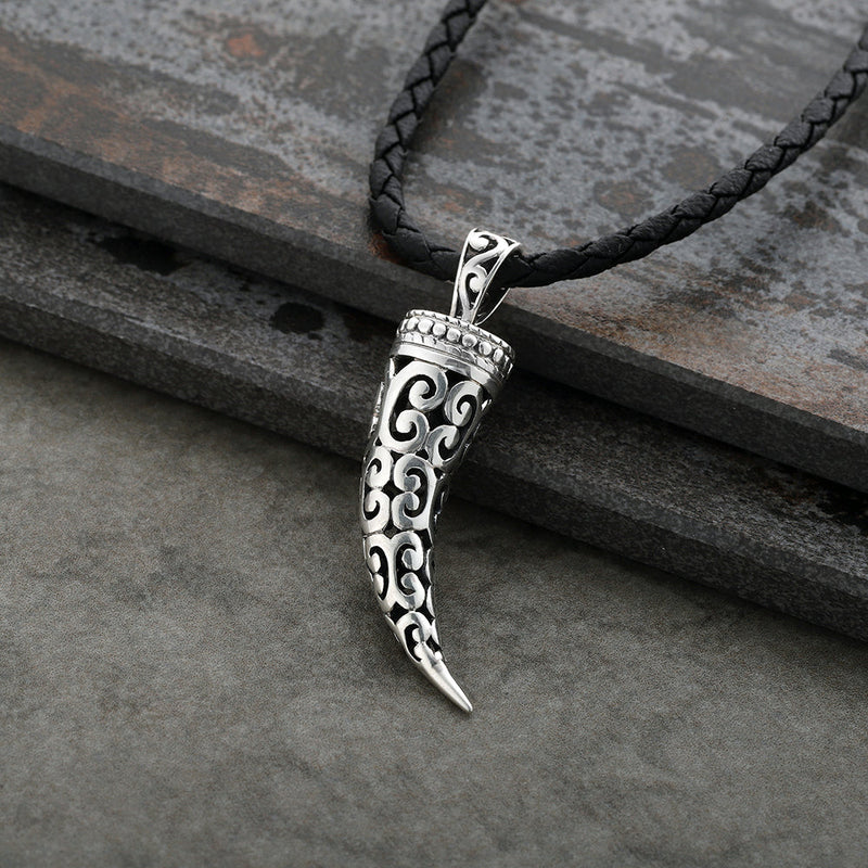 Men's Sterling Silver Filigree Tusk Necklace - dannynewfeld