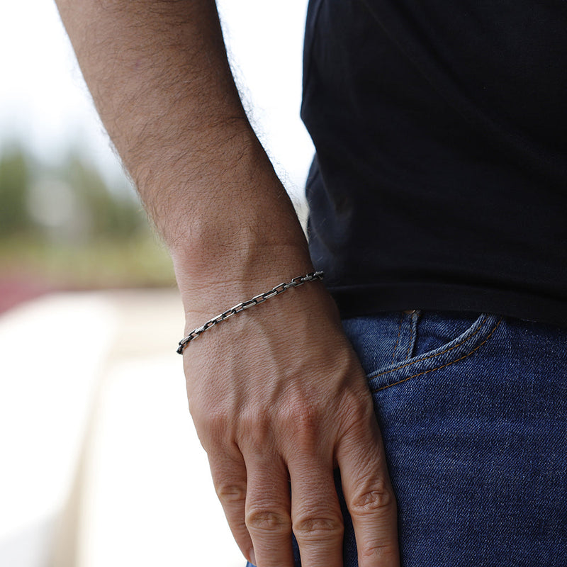 Men's Sterling Silver Gun Metal Bracelet - dannynewfeld