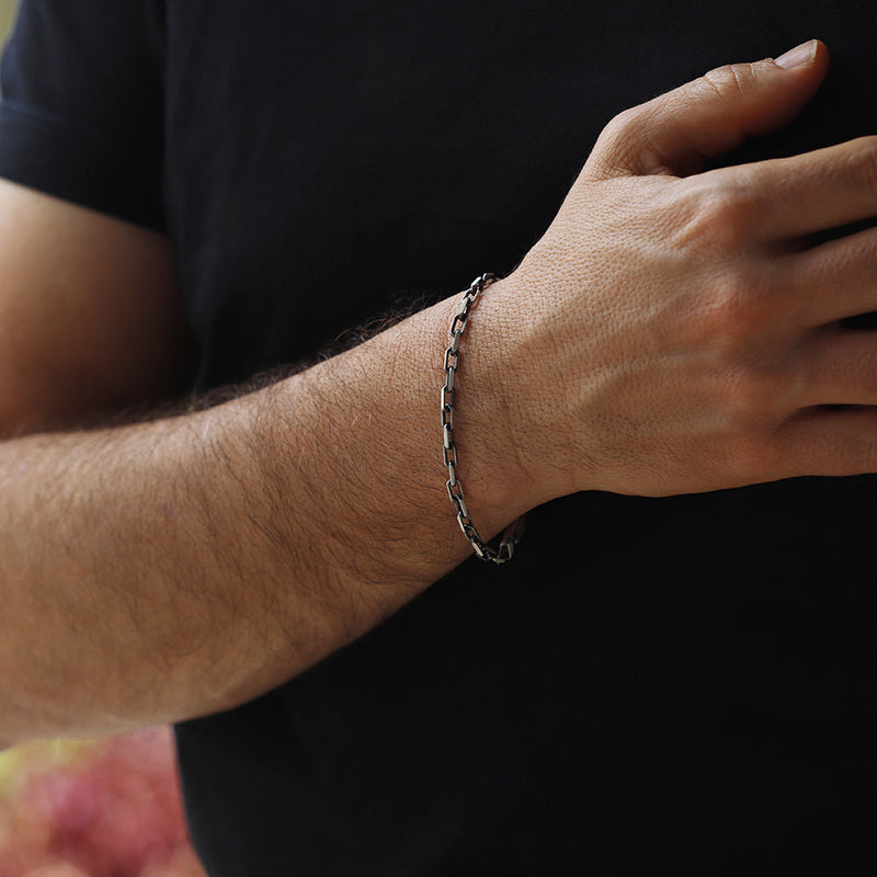 Men's Sterling Silver Gun Metal Bracelet - dannynewfeld