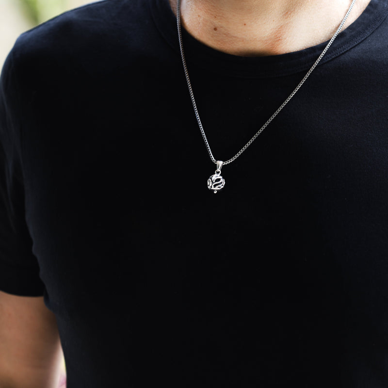 Men's Sterling Silver Filigree Ball Pendant Necklace - dannynewfeld