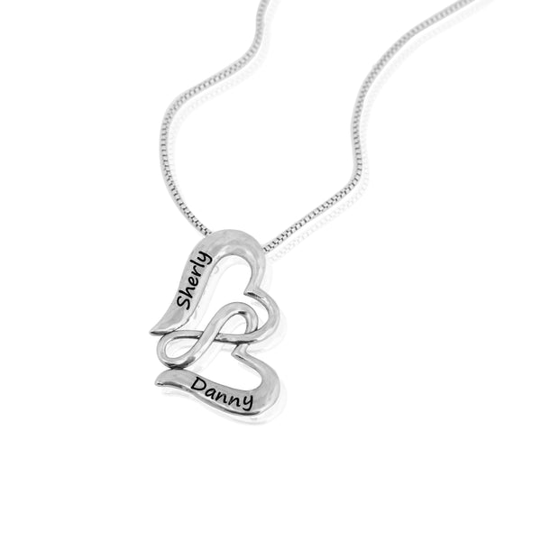 Personalized Couples Heart & Infinity Pendant in Sterling Silver - dannynewfeld