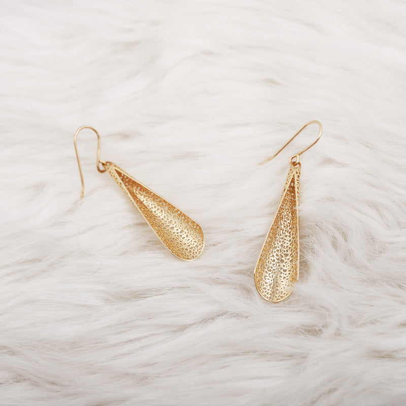 Curved Mesh Designed Earrings 14K Gold - Danny Newfeld Collection