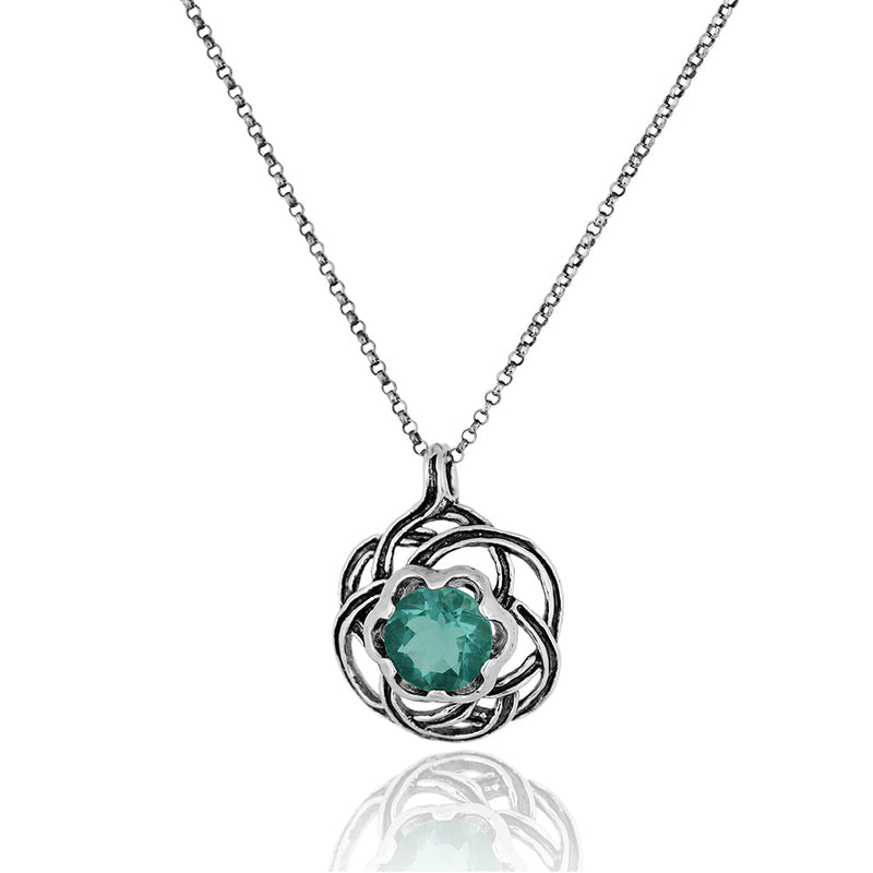 Fluorite Pendant Necklace Sterling Silver - dannynewfeld