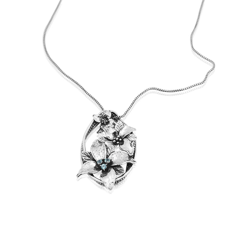 Floral Pendant & Chain with Apatite detail - dannynewfeld