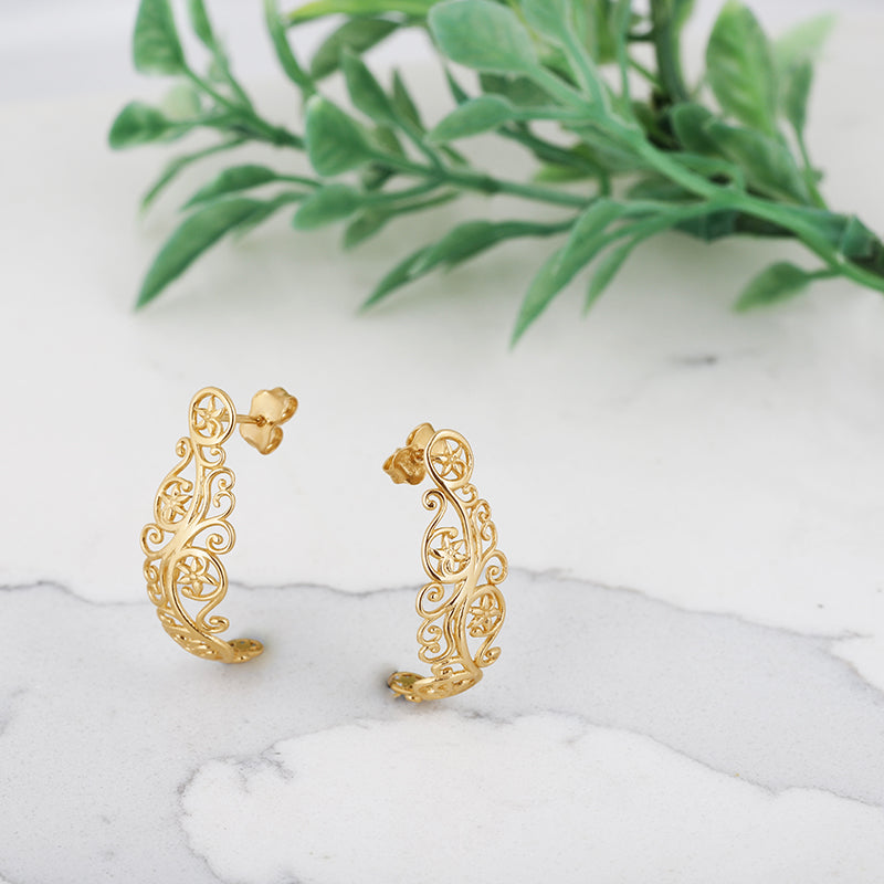 Filigree Stud Earrings 14K Gold - Danny Newfeld Collection