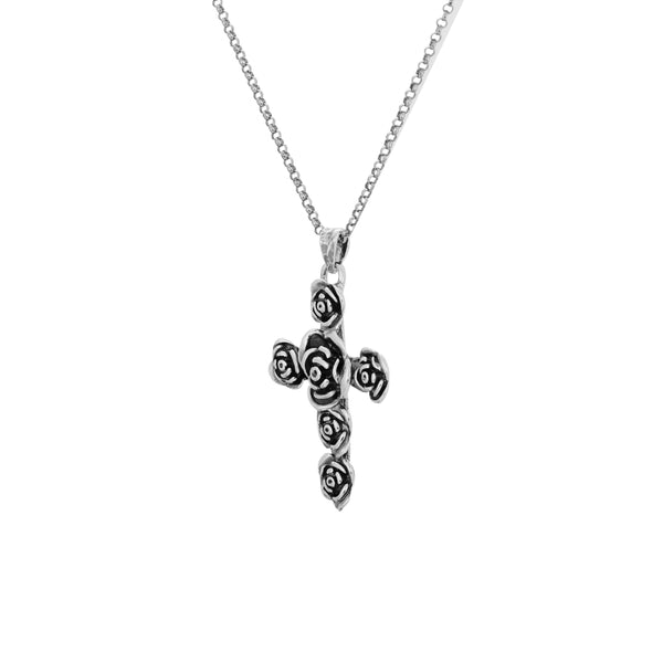 Sterling Silver Rose Cross Pendant with Chain - dannynewfeld