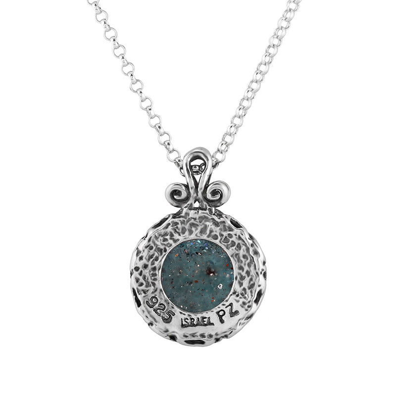 Sterling Silver Roman Glass Pendant Necklace - dannynewfeld