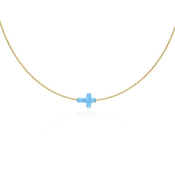 Solid Gold Necklace with Opal Motif
