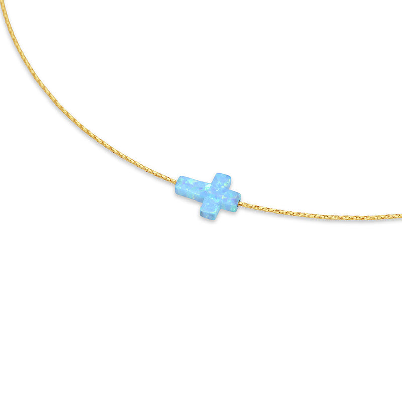 Solid Gold Necklace with Opal Motif