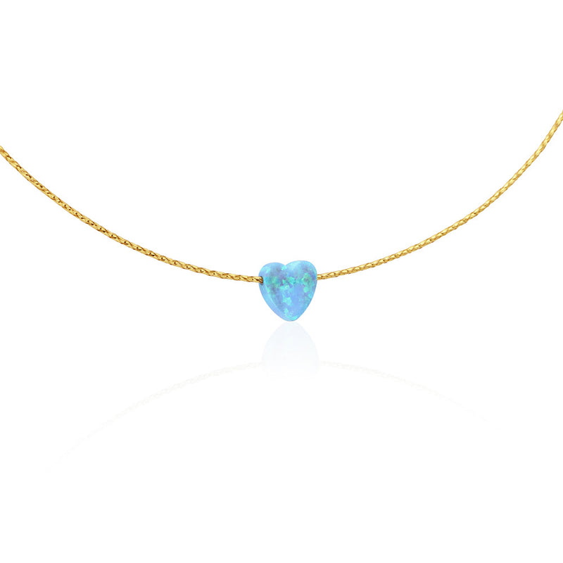 Solid Gold Necklace with Opal Motif