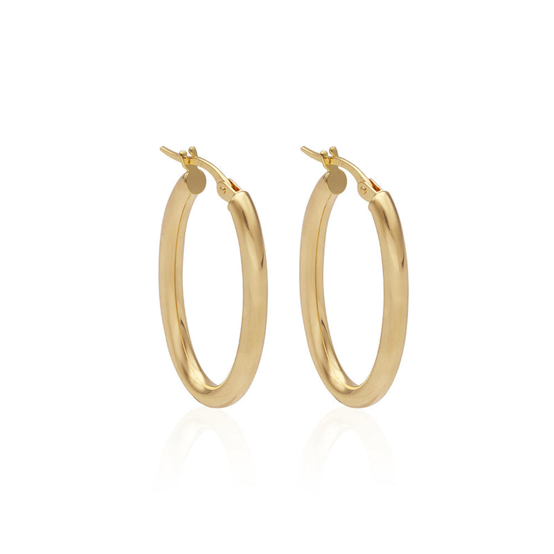 Solid Gold Oval Hoop Earrings