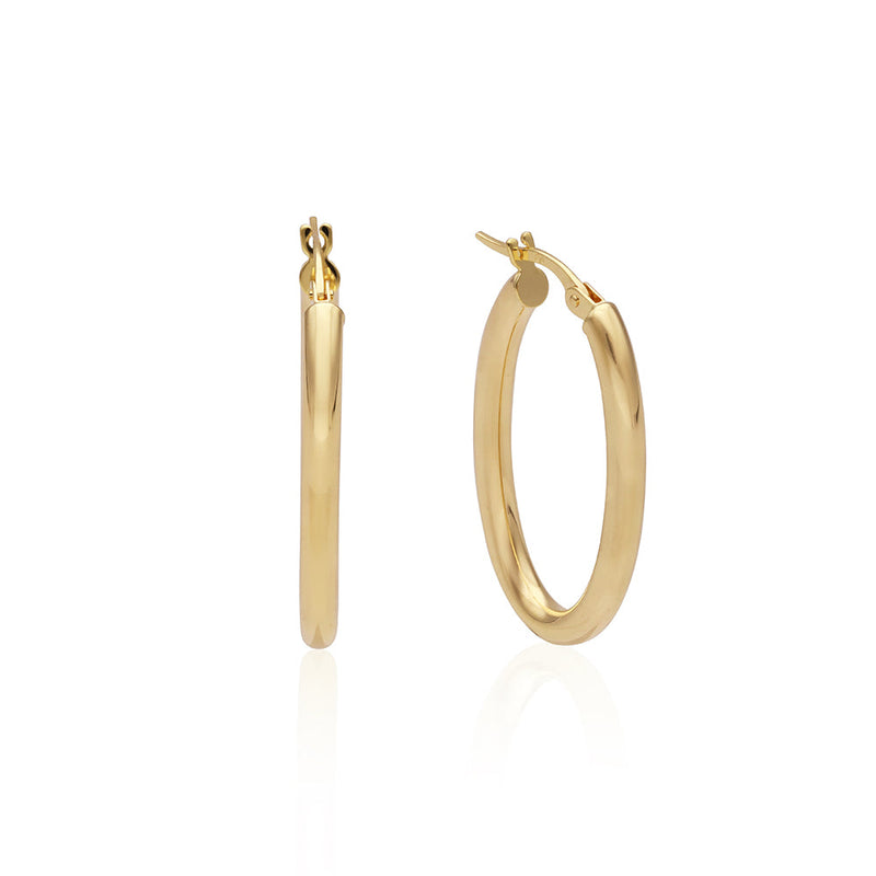 Solid Gold Oval Hoop Earrings
