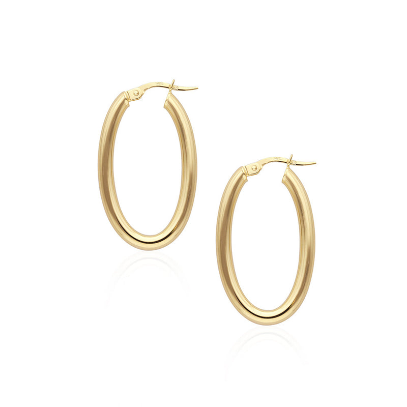 Solid Gold Oval Hoop Earrings