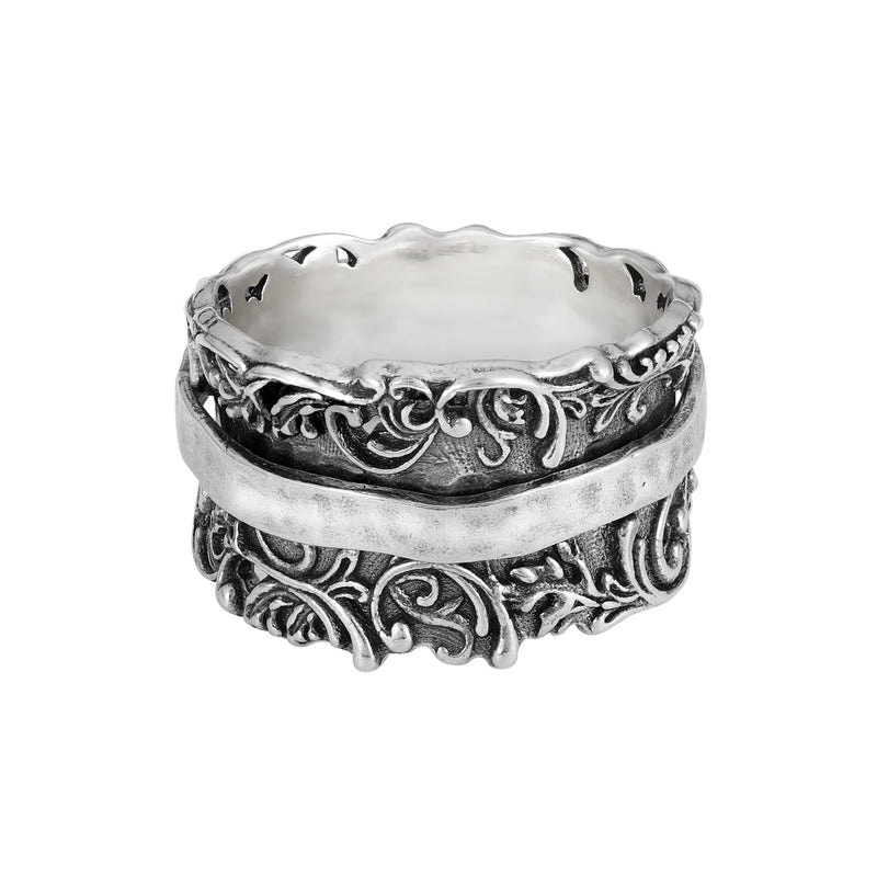 Spinner Ring Sterling Silver Lacey Design - Danny Newfeld Collection