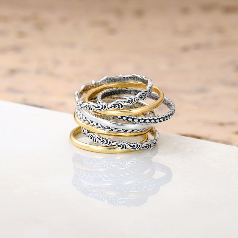 Sterling Silver Stack Rings - Set of 8 - dannynewfeld