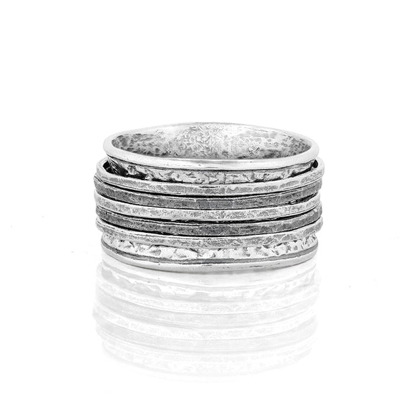 Men's Sterling Silver Spinner Ring with Black Rhodium & Silver Spinners - dannynewfeld