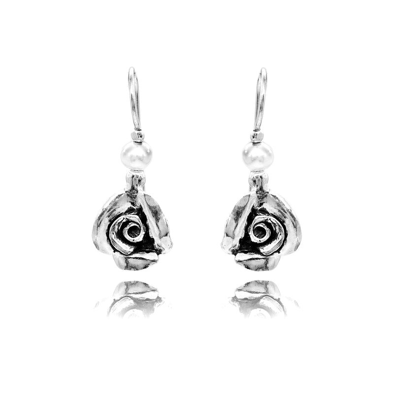 Roses and pearls Necklace and Earrings Set