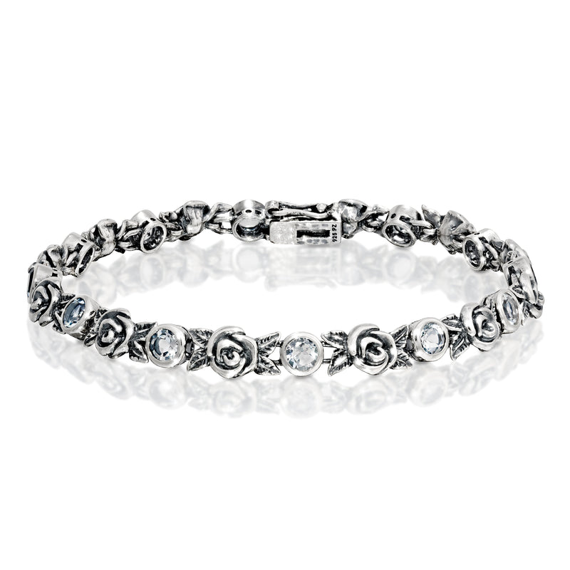 Rose and Gemstone Tennis Bracelet