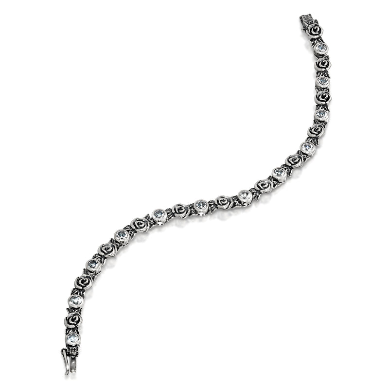 Rose and Gemstone Tennis Bracelet