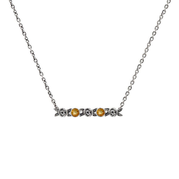 Roses and Citrine Bar Necklace