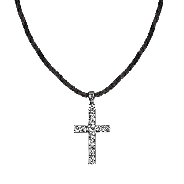 Men's Sterling Silver Filigree Cross Pendant Necklace - dannynewfeld