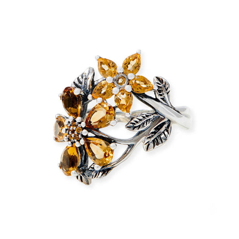 Gemstones Leaf & Flower Ring