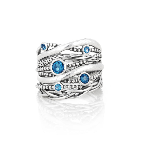 Bezel Set Scattered Gemstones Ring