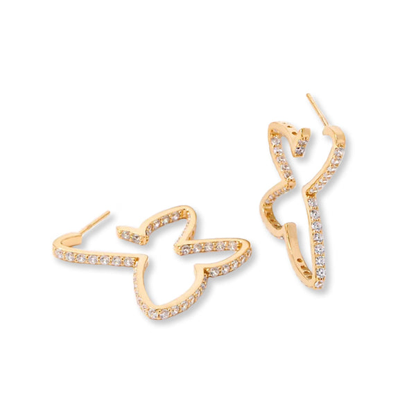 Butterfly Hoop Earrings with Cubic Zirconia Gemstones