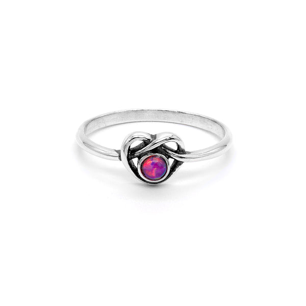 Opal Heart Knot Stacking Ring