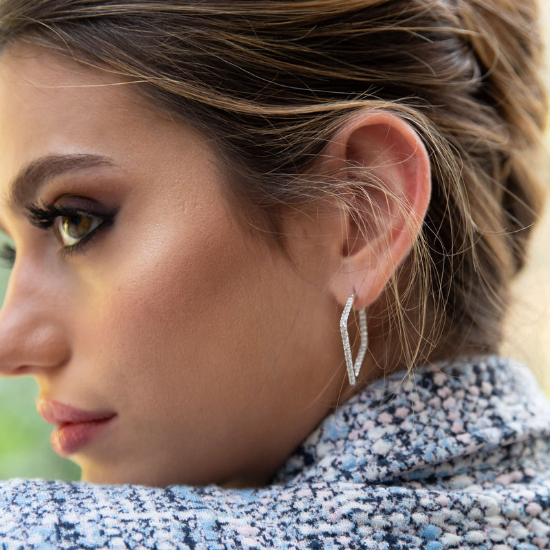 Hoop Earrings Geometric Inside Outside Gemstones