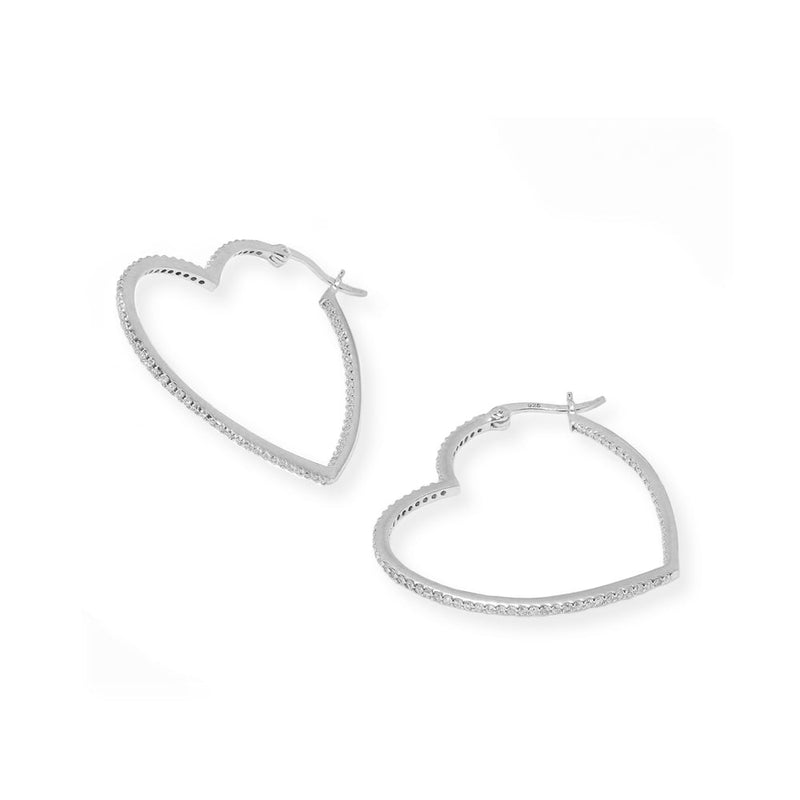 Gemstones Heart 1.25 INCH Hoop Earrings