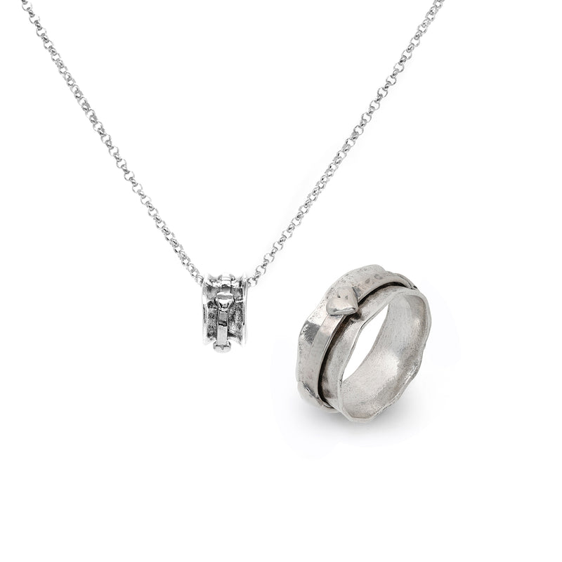 Heart Spinner Ring and Necklace