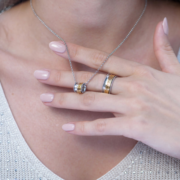 Set of Spinner Ring and Necklace with 3 Spinners