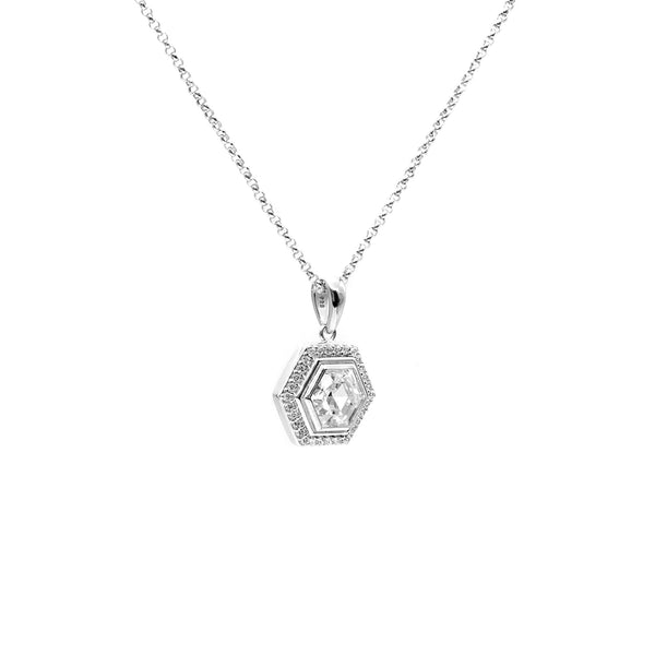 Gemstones Hexagon Pendant Necklace Sterling Silver