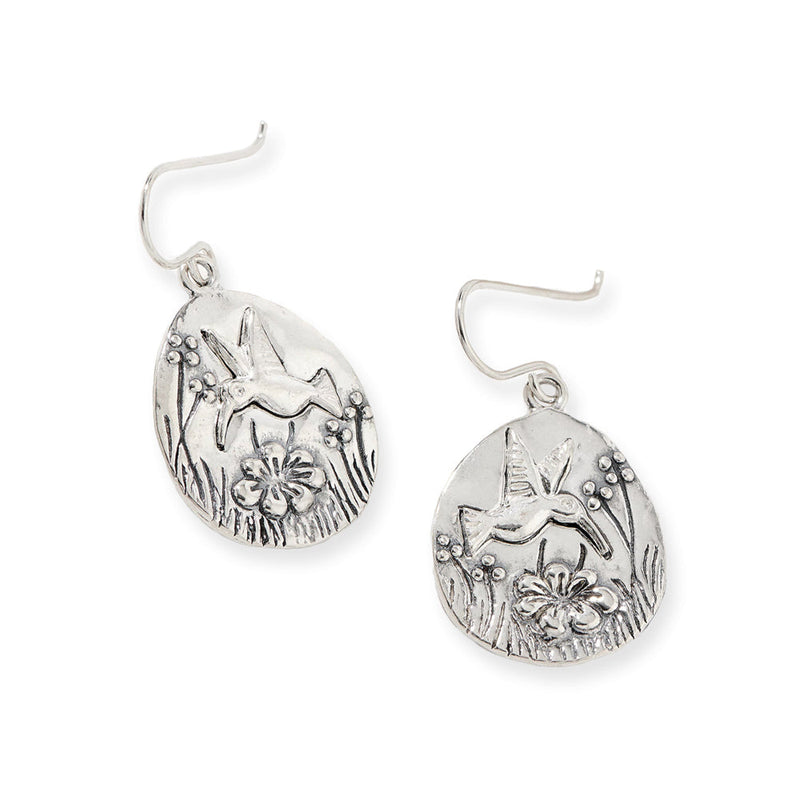 Sterling Silver Hummingbird Dangle Earrings